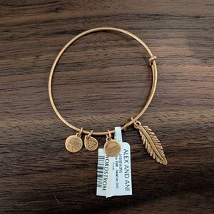 Alex and Ani Women's Feather Charm Bangle Bracelet
